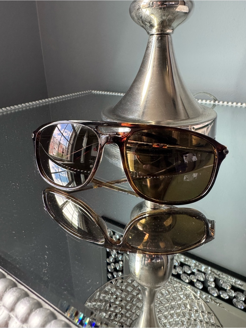 Emporio Armani Brown Tortoiseshell Temple Polarized Sunglasses